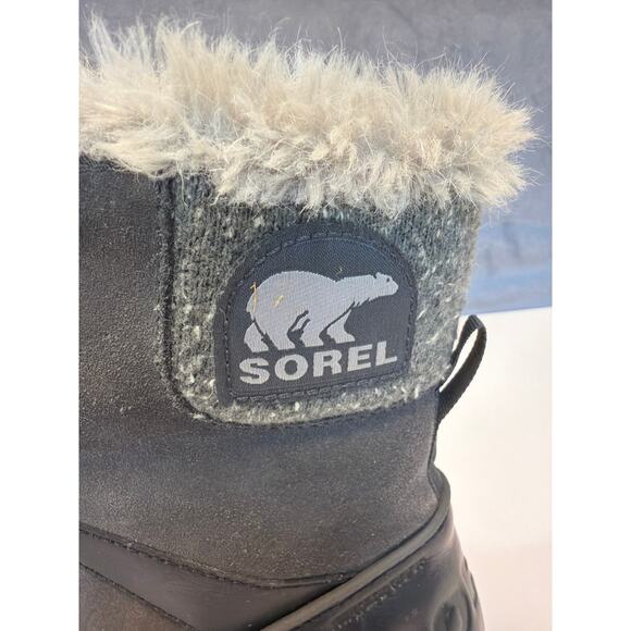 Sorel Waterproof Winter Boots Faux Fur Gray/Black Womens Size 9 - Picture 4 of 10